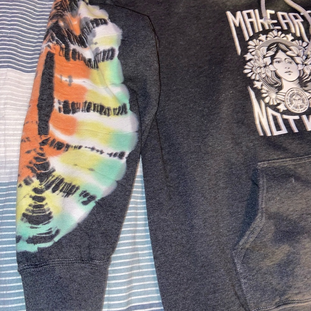 SOLD- Obey Make Art Not War Tie Dye Sleeve Hoodie Large - Picture 2 of 5